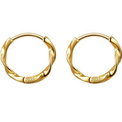 999纯银素圈莫比乌斯环耳钉女