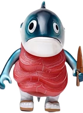 豆芽社长鲔鱼鲸手办小鲸鱼模型三文鱼居酒屋日本料理餐厅店铺摆件