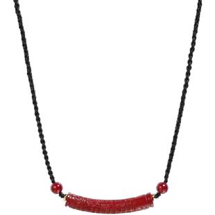 保真朱砂心经锁骨链女款天然帝王紫金砂弯管吊坠挂件手工项链礼物