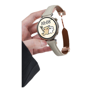 适用华为GT6手表带GT5真皮5pro荔枝纹watch5磁吸扣watchgt4腕表带GT3运动2pro智能18mm女41透气42高级秋冬