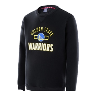 加绒NBA官方正品早秋男子运动圆领印花卫衣上衣套头衫湖人勇士队