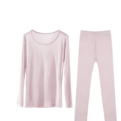 真丝圆领基础百搭肌底衣套装 桑蚕丝36针织超薄打底套装