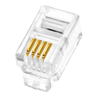 4P4C电话水晶头纯铜镀金三叉芯片连接头RJ09电话座机传真机听筒头