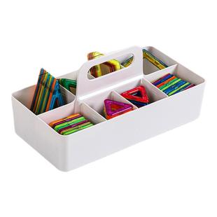 粉笔收纳盒教室班级讲台收纳教师讲桌塑料粉笔盒桌面装粉笔的盒子黑板擦整理盒提手分格篮办公桌面文具置物架