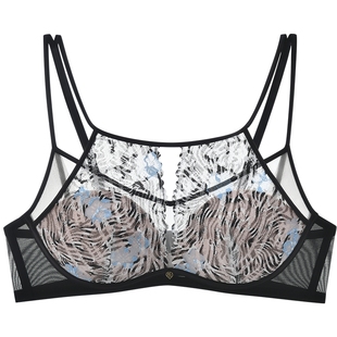 商场同款MYBODY新款内衣挂脖式豹纹印花蕾丝防下垂抹胸式文胸胸罩