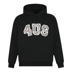 FORUYES豹纹字母连帽衫印花