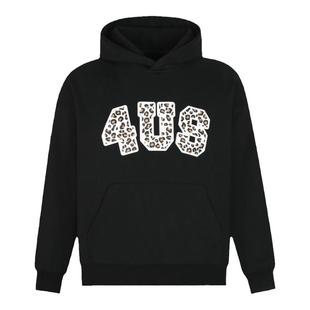 FORUYES官方店 秋冬季豹纹字母印花国潮情侣款男女宽松上衣连帽衫