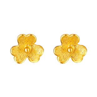 周六福黄金耳钉女足金耳饰耳环珠宝耳针迷你小金花气质设计高级感