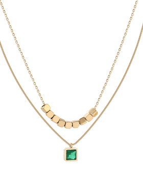 花迹祖母绿锆石吊坠项链女