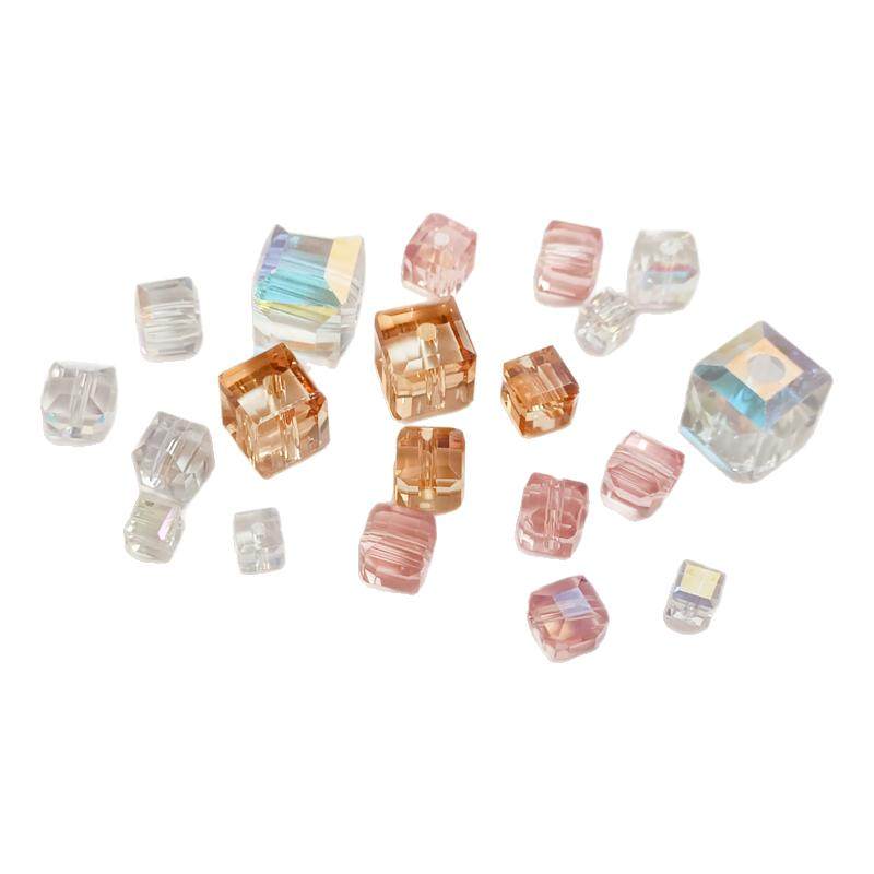 国产水晶极光方糖方块元素炫彩散珠DIY手工耳环锁骨项链首饰配件