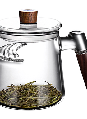木玻璃茶壶月牙过滤分离透明