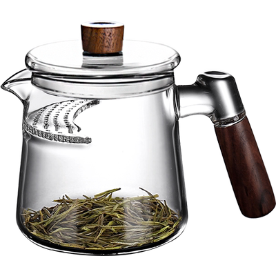 木玻璃茶壶月牙过滤分离透明