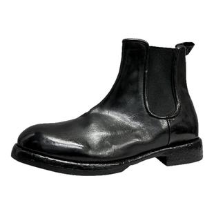 【捌捌先森】切尔西靴男短靴水洗牛皮烟筒靴男真皮厚底复古马丁靴