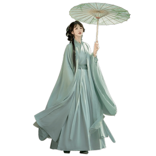 原创汉服女装绿色交领广袖流仙裙侠女魏晋风大袖衫超仙气古装春款