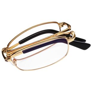 折叠老花镜防蓝光纯钛时尚男式高清便携超轻老光眼镜老人老化镜女