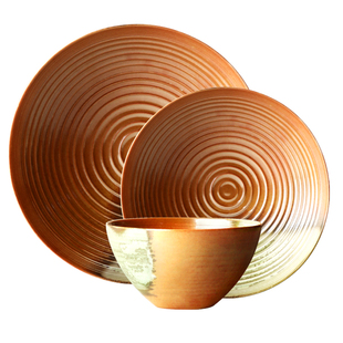 日式手工陶瓷餐具餐盘家用面碗饭汤碗料饭碗菜平盘汤盘圆盘子创意