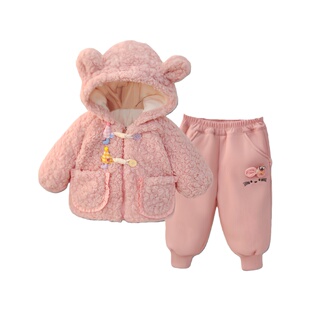 女童秋冬季加绒毛毛衣套装女宝宝2026新款加厚冬装超好看两件套潮