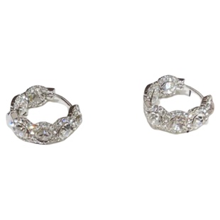 新款轻奢超闪锆石耳圈抗过敏高级感气质满钻耳扣小众精致时尚耳饰