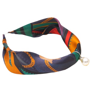 短款小领巾香云纱懒人磁吸扣小丝巾桑蚕丝项链女秋冬季可用护肩颈