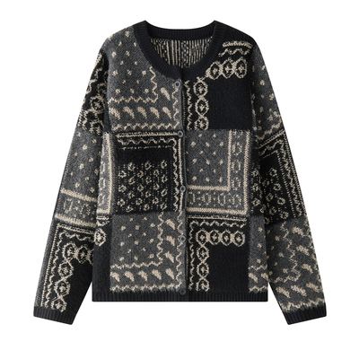 提花加厚羊毛针织开衫早春