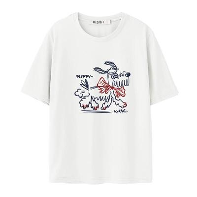 纯棉白色短袖t恤女夏上衣