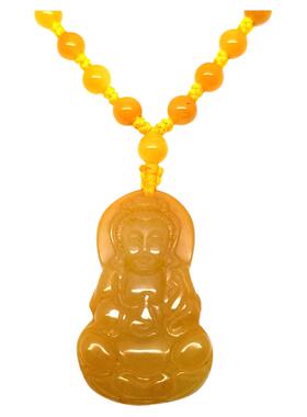 黄玉观音吊坠可调节项链