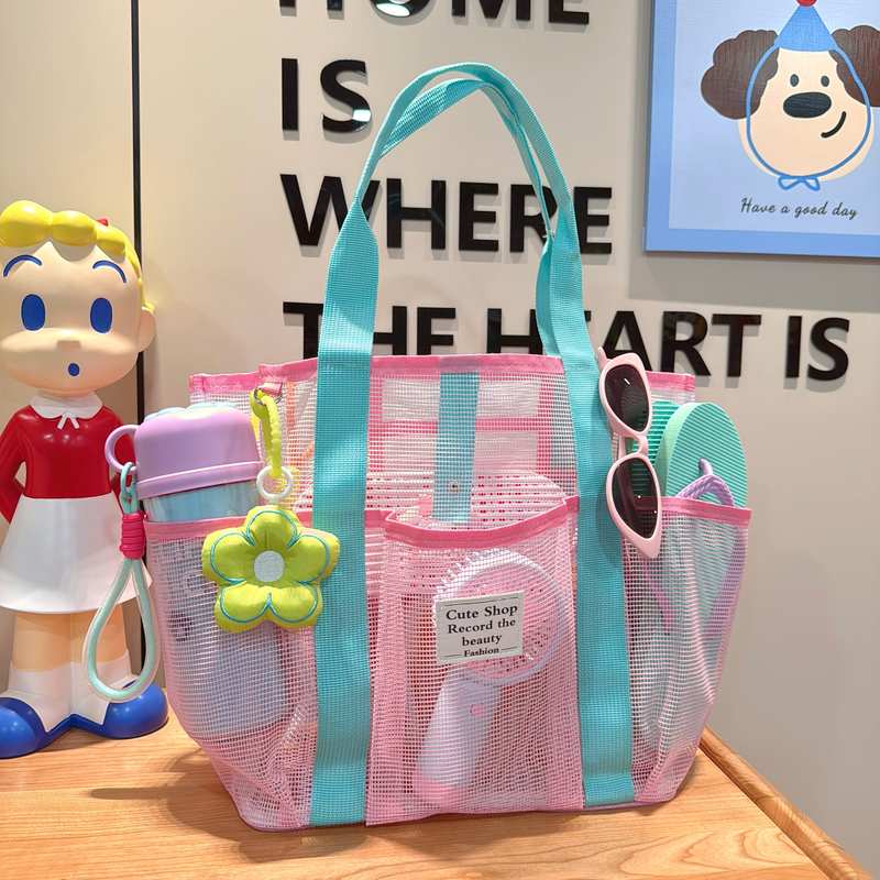 网眼女式游泳专用包手提大容量洗澡包健身洗漱泳衣收纳袋网纱浴包