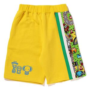 BAPE童装春夏卡通BABY MILO动物赛车印花拼接运动短裤353004I
