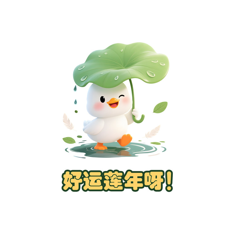 ins风可爱好运鸭静电遮丑贴画蛋糕奶茶店铺门窗布置透明玻璃贴纸