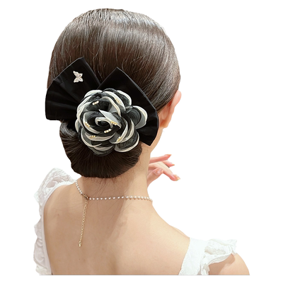 花朵扭扭盘发夹丸子头布艺