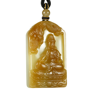 玉说和田玉观音吊坠男款玉坠糖青白玉御龙宝瓶观自在菩萨俏糖挂件
