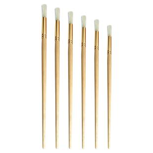 图绘通油画笔猪鬃毛圆头画笔单支套装排笔美术学生专用水彩水粉圆峰笔刷色丙烯油画颜料笔手绘成人专业毛笔