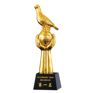 鸽子比赛奖杯定制雄鹰赛鸽地球信鸽信使金属树脂三关鸽王鸽主水晶