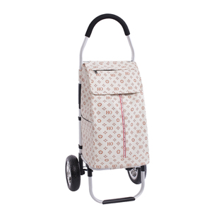 匠者新款皮革购物车铝合金手拉拖车折叠便携家用取快递买菜小拉车