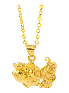 新中式古法越南沙金锦鲤吊坠