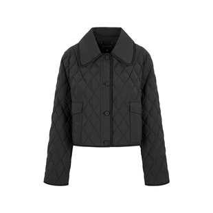 MARYLING玛俪琳秋冬新品翻领菱形格短款轻薄羽绒服百搭高级感外套