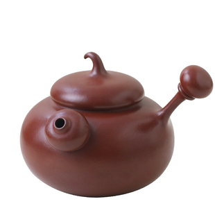 刘金城紫朱泥潮州手拉壶全手工福容福禄侧把泡茶原矿紫砂小品茶壶