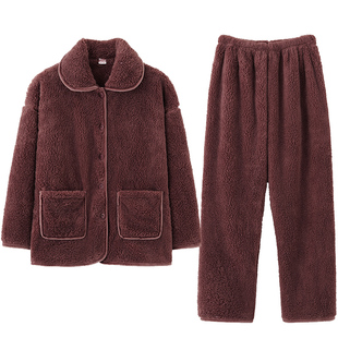 浪漫媚影珊瑚绒中年妈妈款睡衣女加厚加绒中老年人老人奶奶秋冬季