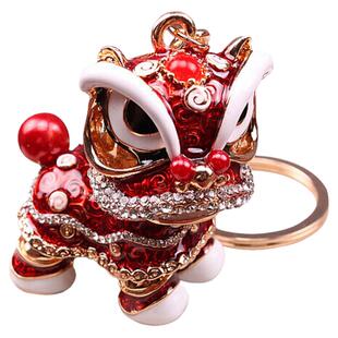 中国风醒狮汽车钥匙扣女生包包挂件网红古风舞狮小饰品精致钥匙链