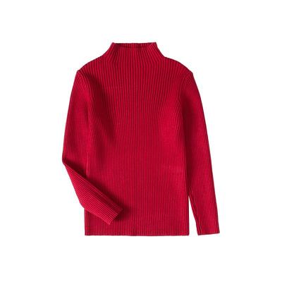 秋冬白色半高领毛线衣针织打底衫