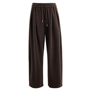 海上公路蚕丝微羊毛卫裤男士秋冬季厚款松弛垂坠感直筒毛呢休闲裤