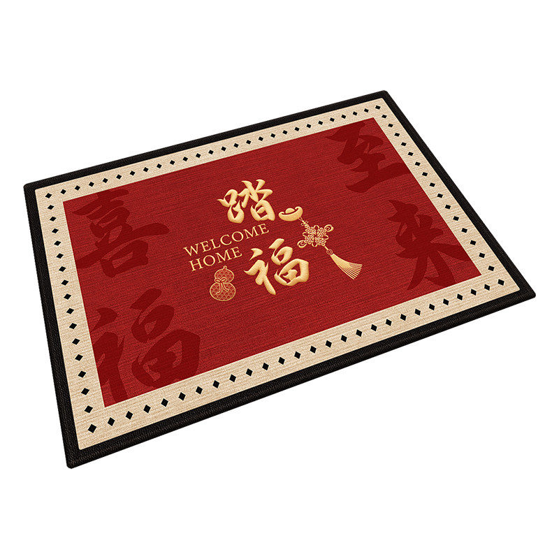 乔迁红色入户门地垫防滑除尘地毯