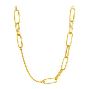 潮宏基御范环扣足金项链黄金5G套链颈饰高级感轻奢礼物计价