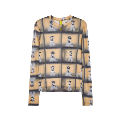 U/TI萌宠满印叠搭皮肤衣女 时尚百搭修身长袖T恤尤缇2024秋季新款