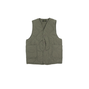 Hunting Vest 复古休闲纯色多口袋波浪形绗缝夹棉内胆 猎装马甲
