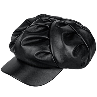 广帝 羊皮 春秋冬季真皮帽子女薄款保暖画家帽贝雷帽鸭舌帽八角帽