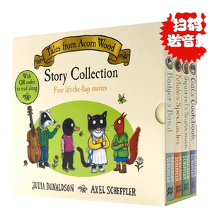 橡树林故事集4册套盒英文原版绘本Tales from Acorn Wood儿童启蒙认知图画故事书纸板翻翻书Julia Donaldson咕噜牛同作者