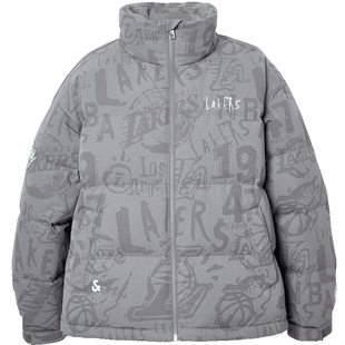 杰克琼斯NBA联名湖人队2025年新款男装冬季羽绒服立领运动风外套