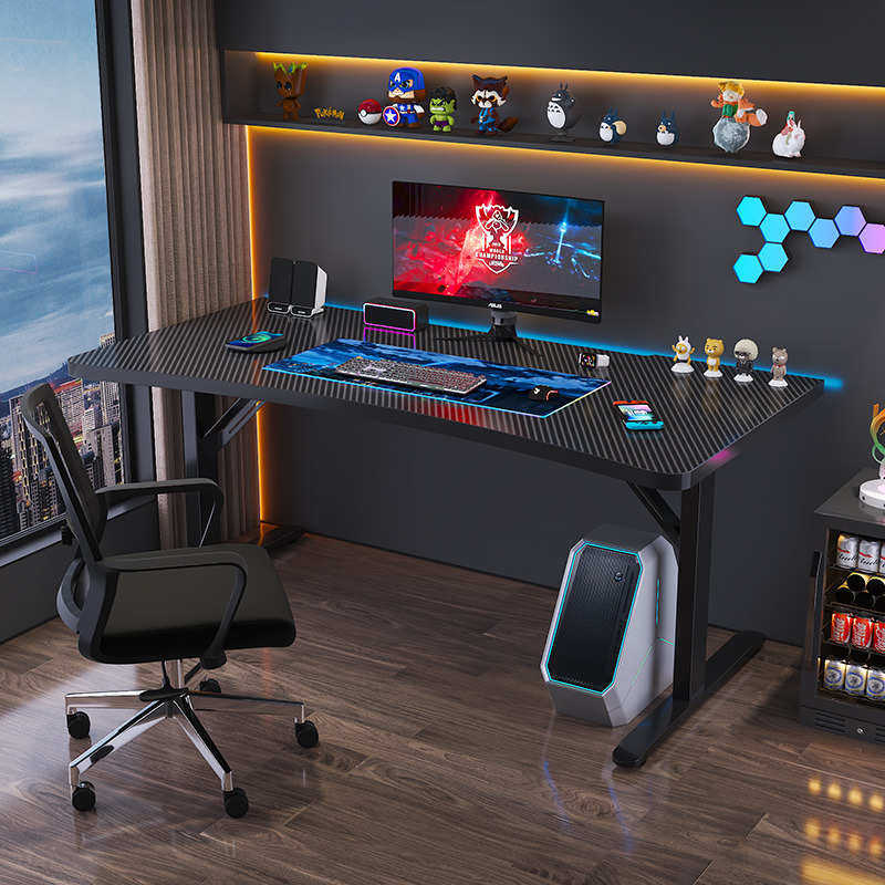 电脑桌台式家用电竞桌椅卧室简易桌子工作台书桌实木碳纤维办公桌