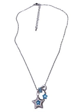 甜酷风蓝色锆石星星吊坠项链耳环女小众时尚设计感百搭锁骨链配饰